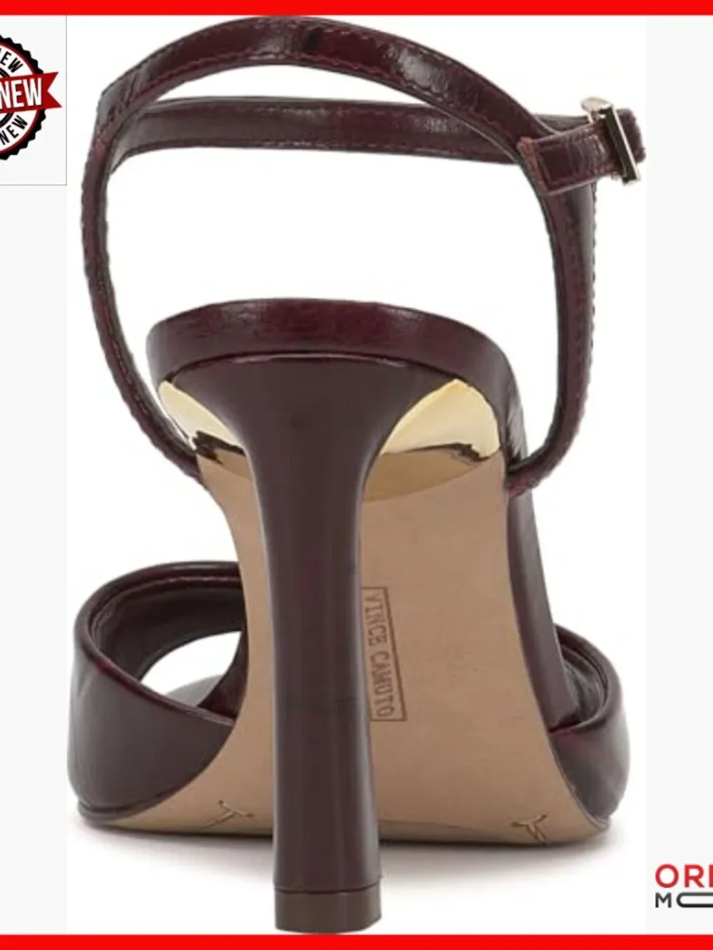 Leather Heeled Sandals with Adjustable Ankle Strap, 3.4 Inch Heel